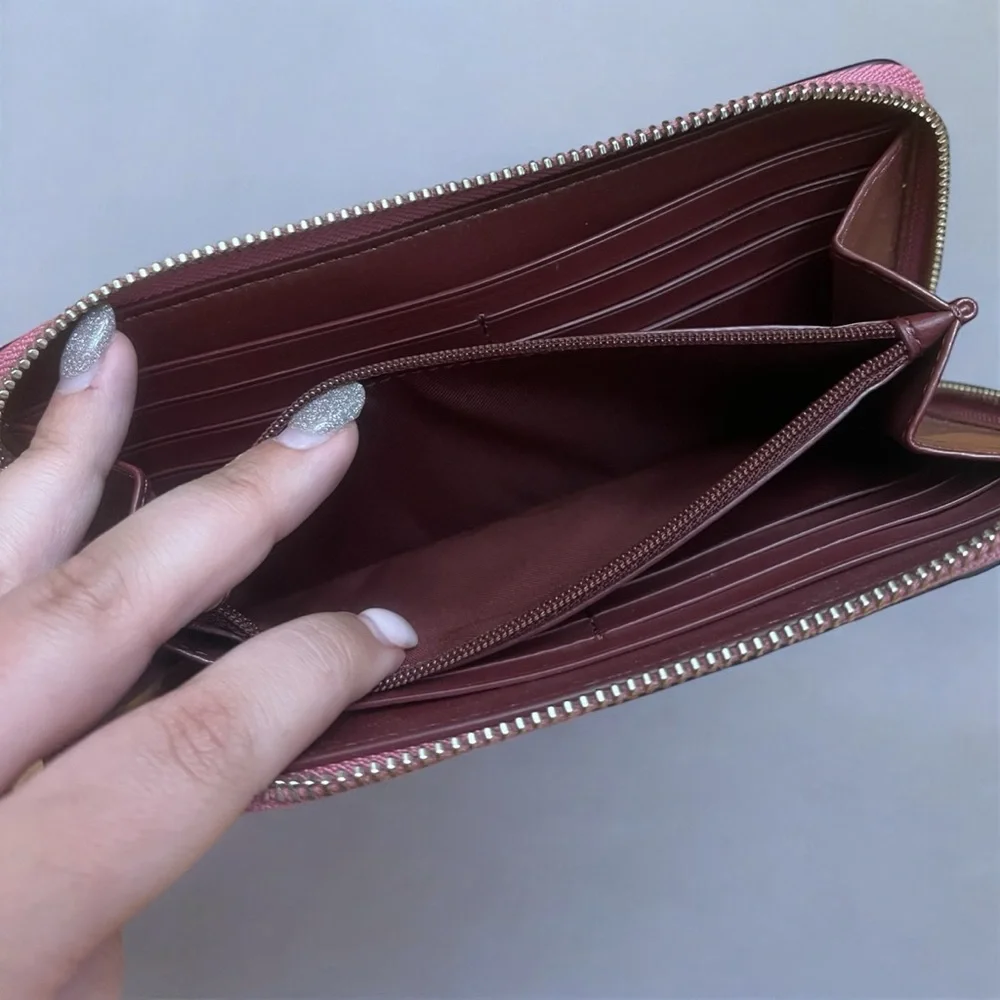 Coach Accordion Zip Signature Debossed Wallet
